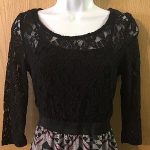 Speechless Size Small Black Lace Chevron Dress